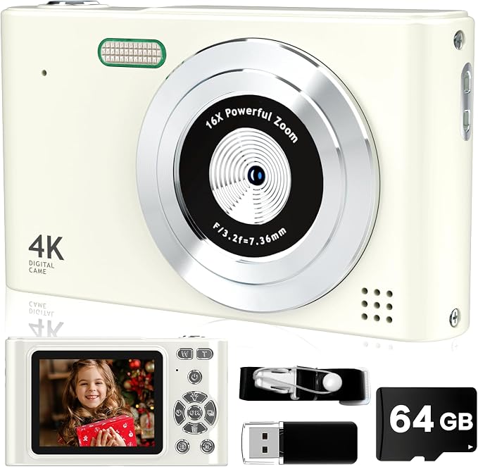 Digital Camera, 44MP Full HD 1080P Point and Shoot Camera by BEARBISU