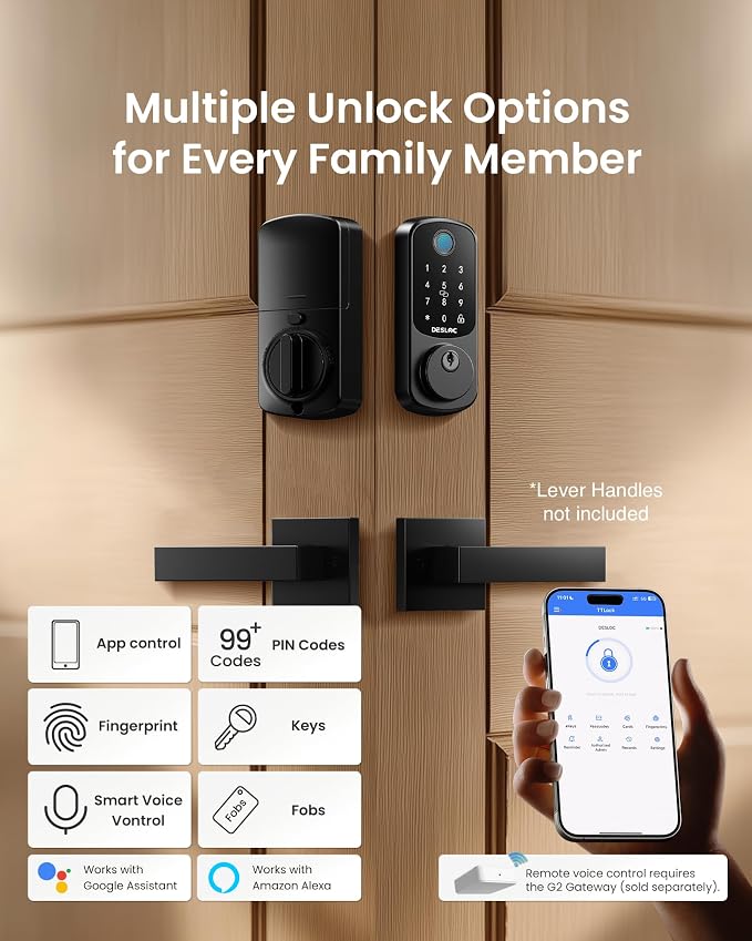 DESLOC Smart Door Lock B200, Smart Deadbolt Lock, Keyless Entry Door Lock - Image 2