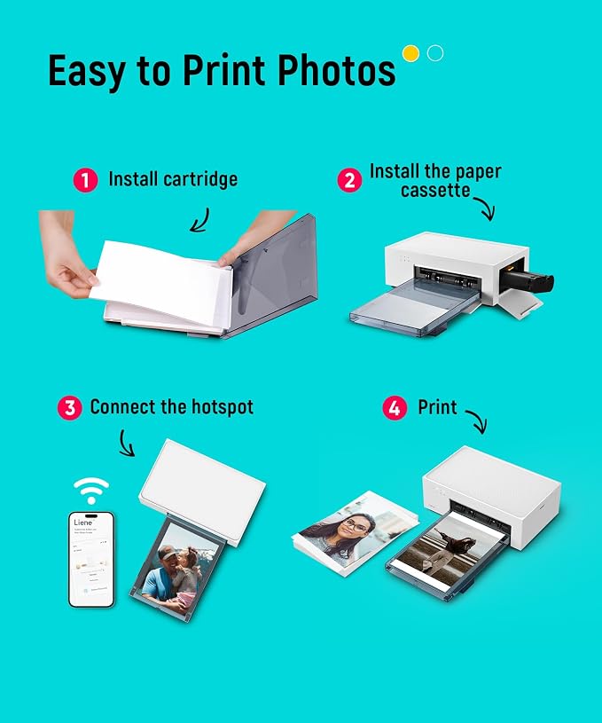 Liene M100 4x6'' Photo Printer, Phone Printer 100 Sheets & 3 Cartridges - Image 8