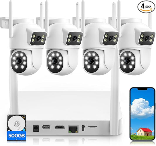 Camcamp Dual-Lens Home Security Cameras System Wireless Outdoor, 4 Cam Kits | 4 by CAMCAMPSECURITY
