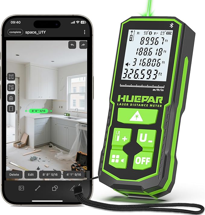 Huepar 330Ft Green Laser Measuring Tool by Huepar