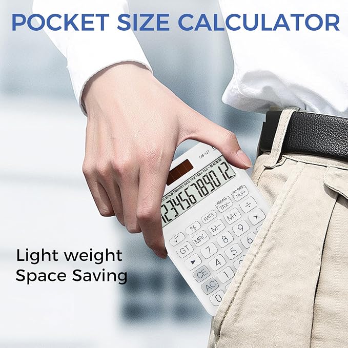 Pendancy Pocket Small Size Desk Calculator, 12 Digit Large LCD Display - Image 8
