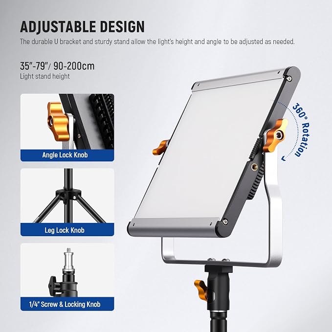 Neewer 2 Packs Dimmable Bi Color 480 LED Video Light Kit, 3200~5600K CRI 96+ - Image 5