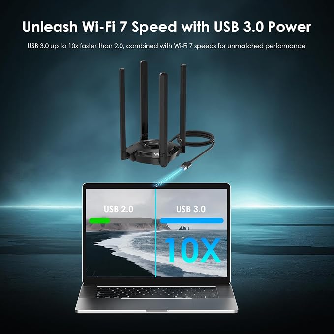 USB WiFi Adapter for Desktop PC, WAVLINK Tri-Band BE6500 WiFi 7 Adapter - Image 5