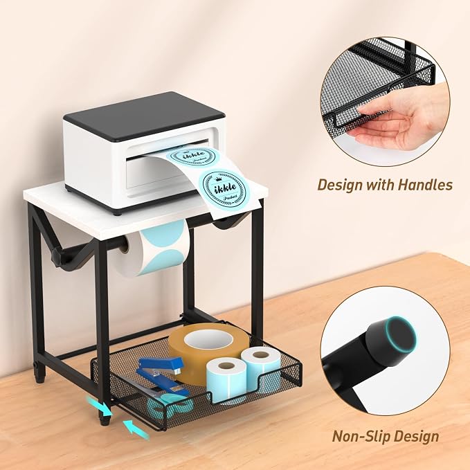 ikkle Label Holder for Rolls and Fanfold Labels, Wooden Thermal Label Holder - Image 4
