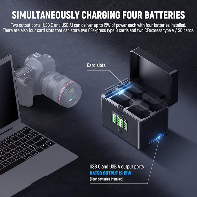 NEEWER NW-ZP4 2in1 Four Channel USB Camera Battery Charger - Image 4