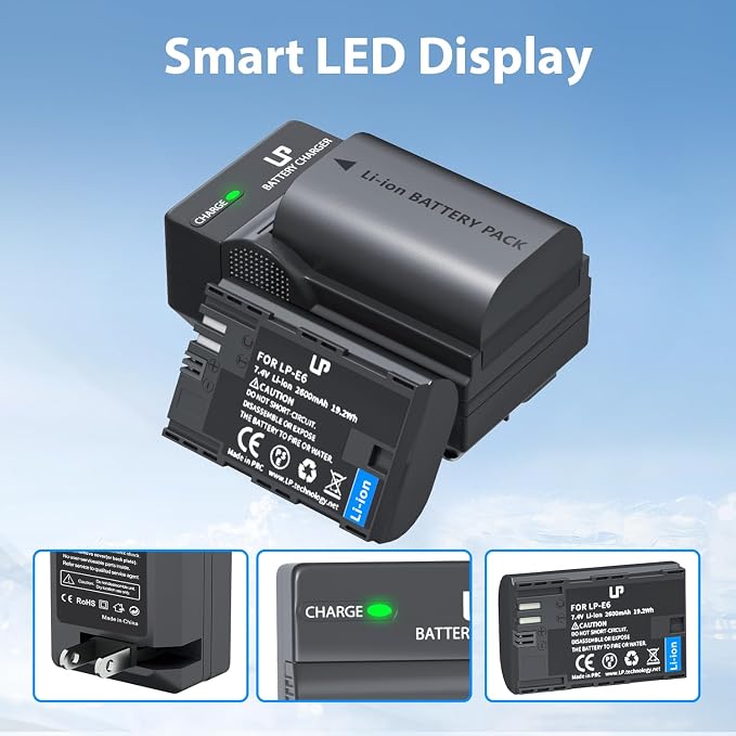 LP LP-E6 LP-E6N Battery and Charger Pack, 7D Mark II, 6D Mark II, 5D Mark IV - Image 6