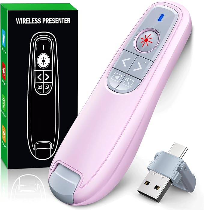 Presentation Clicker Wireless Presenter Remote Clicker, USB C PowerPoint Clicker by RJADVideoGameAccessories