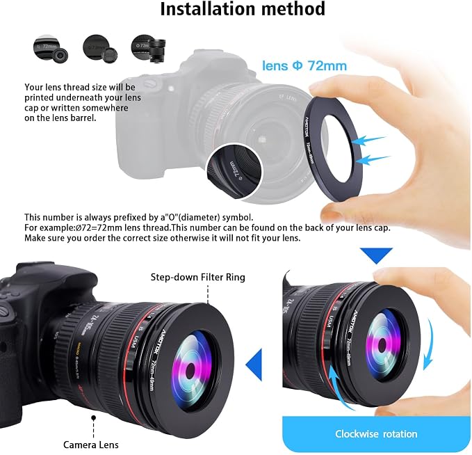 72mm Lens to 49mm Camera Lens Adapter, 72mm-49mm Filter Step-Down Ring - Image 4