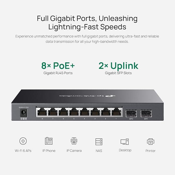 TP-Link TL-SG2210P V3 | Jetstream 8 Port Gigabit Smart Managed PoE Switch | 8 - Image 2