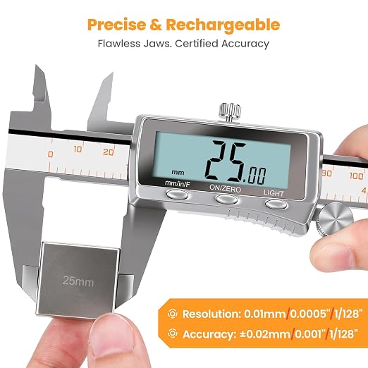 HARDELL Digital Caliper 8 Inch, Rechargeable All Metal Electronic Micrometer - Image 4
