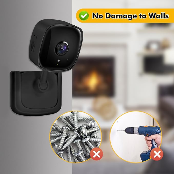 2 Pack No Drill Tapo Camera Mount, Strong Adhesive Durable Wall Mount Stand Fits - Image 4