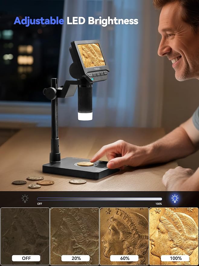 TOMLOV DM4W Microscope with Weighing Scale: 4.3" Digital Coin Microscope with - Image 8
