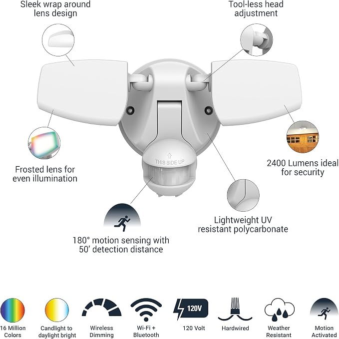 HALO ESF Motion Smart Wi-Fi Color Changing LED Outdoor Security Floodlight - Image 2