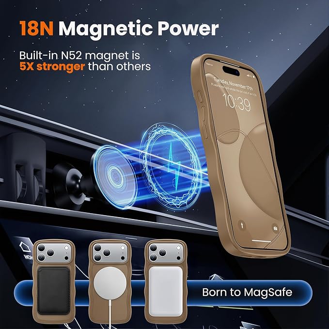 toushion for iPhone 17 Pro Max Case Cute Brown, Fits MagSafe, Matte Skin - Image 5