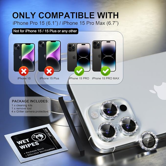 Choiche Compatible for iPhone 15 Pro/iPhone 15 Pro Max Camera Lens Protector - Image 2