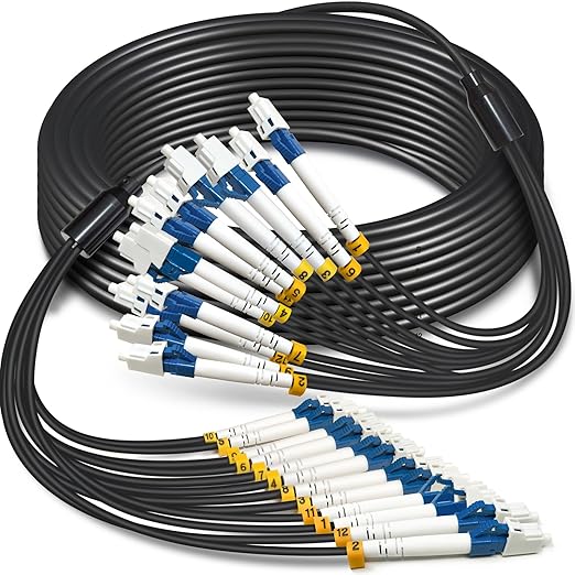 10 Meters 12 Core Industrial TPU LC to LC Outdoor Armored Fiber Optic Cable by YUTIANHOME