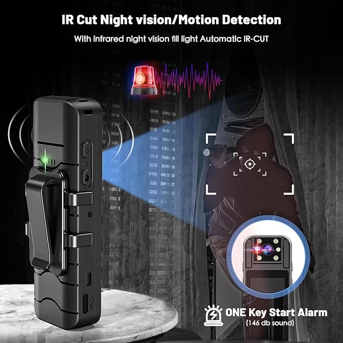kaysunlink Body Camera with Audio and Video Recording 1080P FHD Mini Police - Image 5