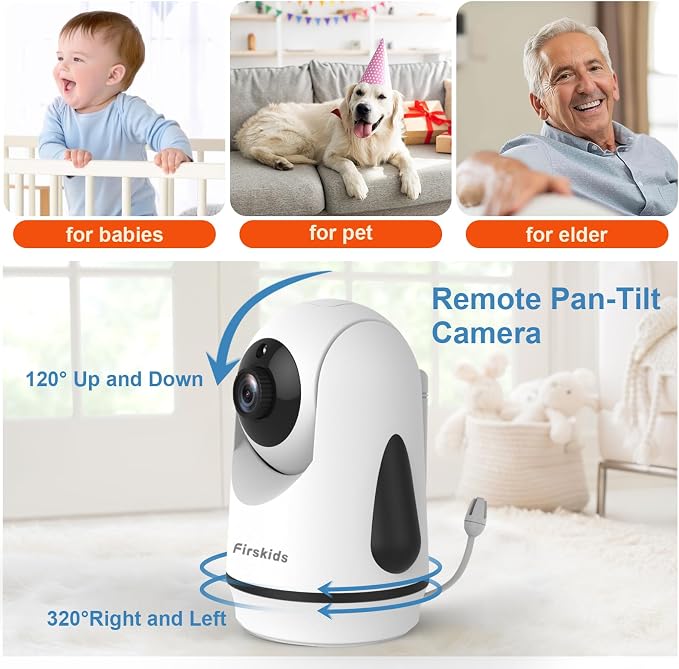 5" Baby Monitor with Camera and Audio, No WiFi Travel Baby Monitor, Pan Tilt - Image 3