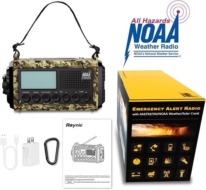 Raynic Weather Radio, 12000mAh Hand Crank Emergency Radio, 6 Ways Powered - Image 7