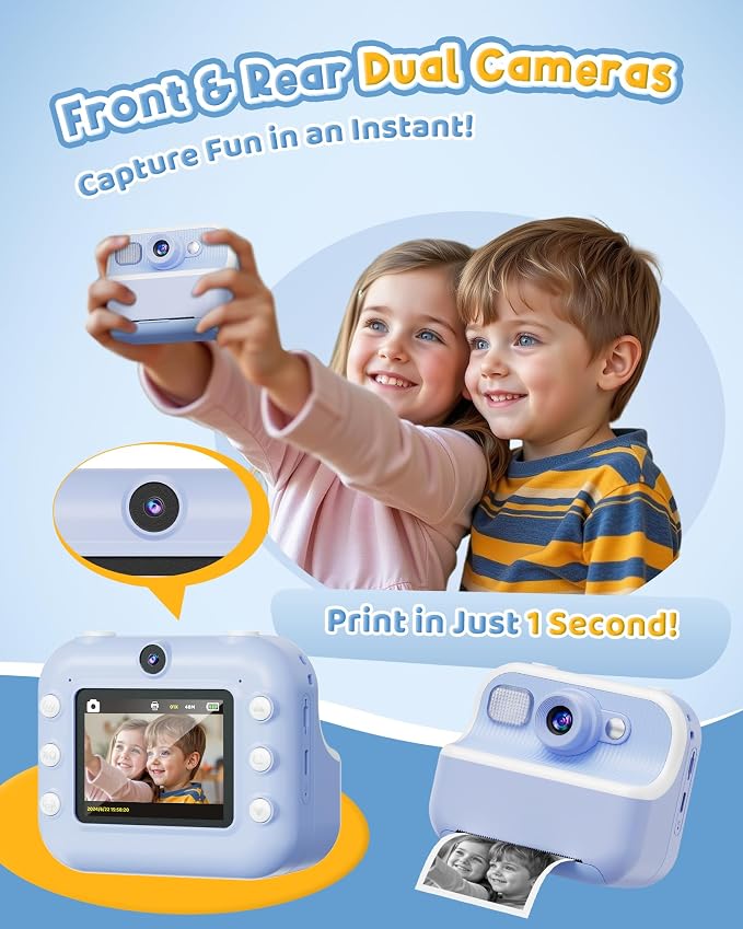 Instant Camera, Front Rear Dual Selfie Kids Camera - Image 3
