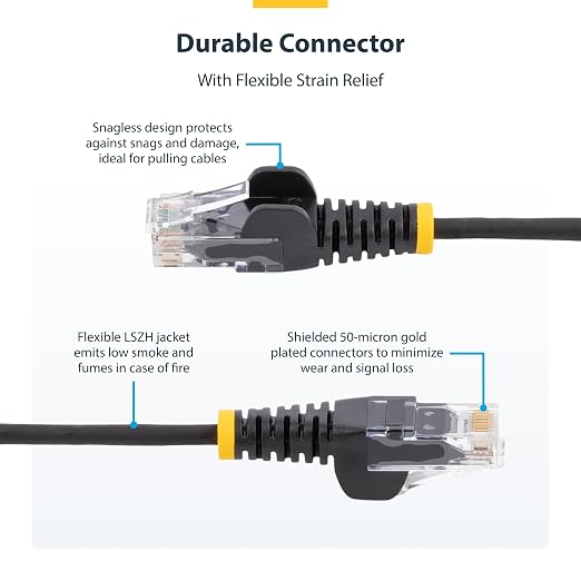 StarTech.com 6in Pink Slim CAT6 Ethernet Cable, Snagless RJ45, 28AWG Pure Bare - Image 3