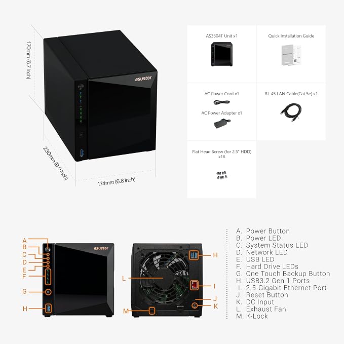 Asustor Drivestor 4 Pro Gen2 AS3304T v2, 4 Bay NAS, 1.7GHz Quad-Core, 2GB RAM - Image 7