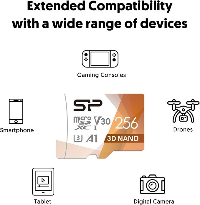 Silicon Power 256GB Micro SD Card U3 SDXC Up to 100MB/s High Speed Memory Card - Image 7