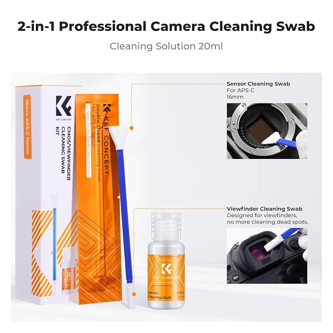 K&F CONCEPT 2-1 16mm APS-C Frame Sensor Cleaning Swab, Viewfinder Cleaning Swab - Image 2
