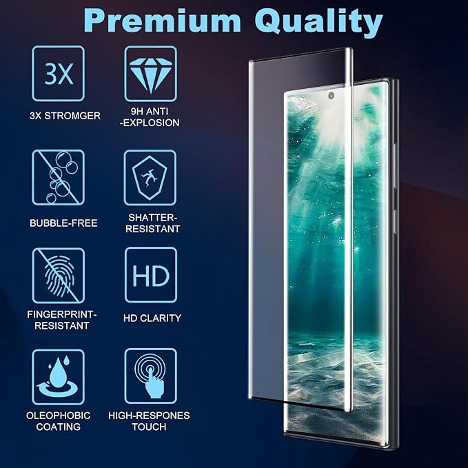 3 Pack Galaxy Note 20 Ultra Screen Protector, HD Clear Tempered Glass, - Image 2
