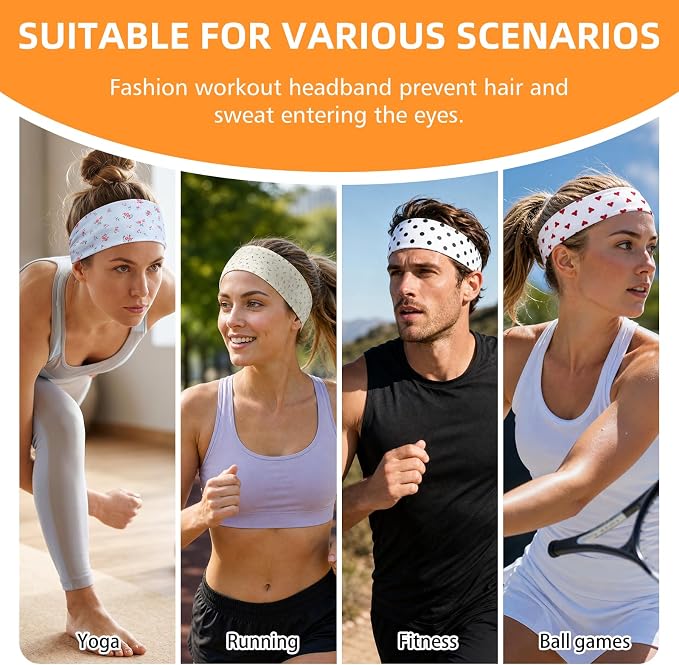 8PCS Summer-Exclusive Non Slip Sports Elastic Soft Running Fashion Headbands - Image 6