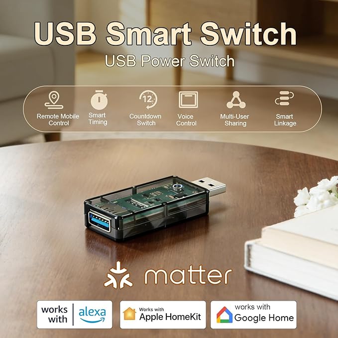 Fugetek Matter Smart USB Plug/Switch, Compatible - Image 2
