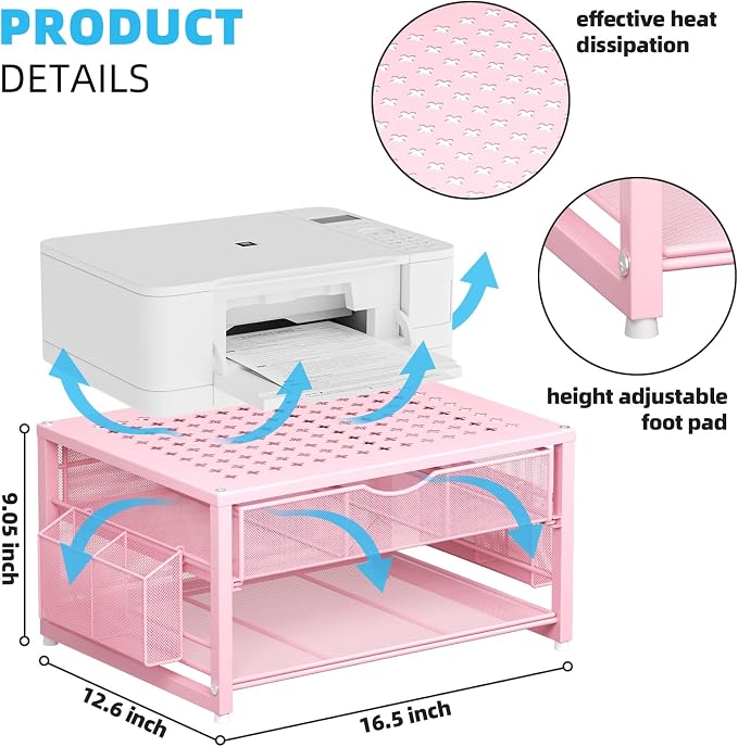 Marbrasse Metal Printer Stand for Desk - Image 5