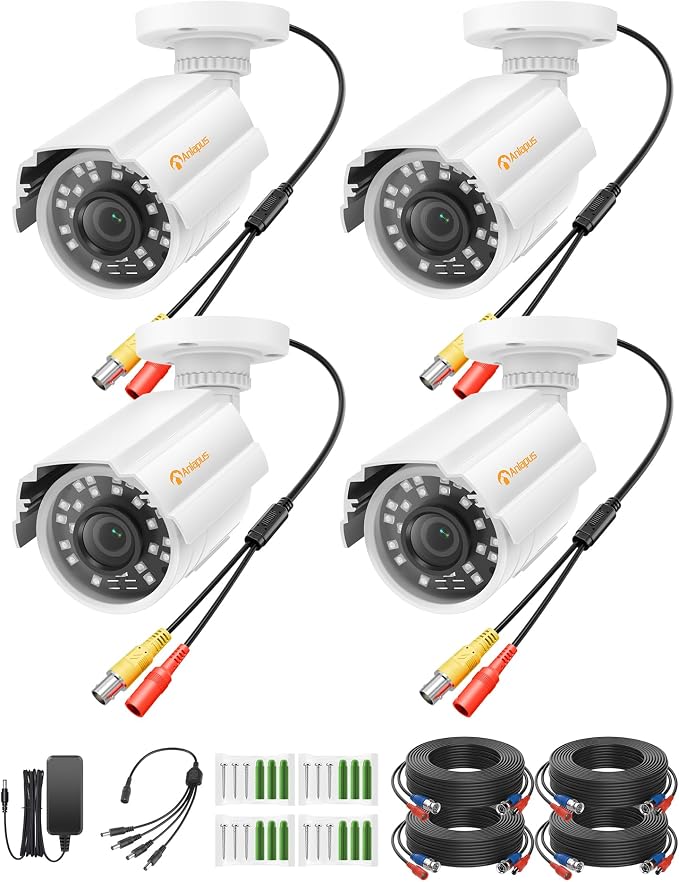 Anlapus 4 Pack 1080P HD Security Cameras, IP66 Weatherproof, 80ft Night Vision by Anlapus