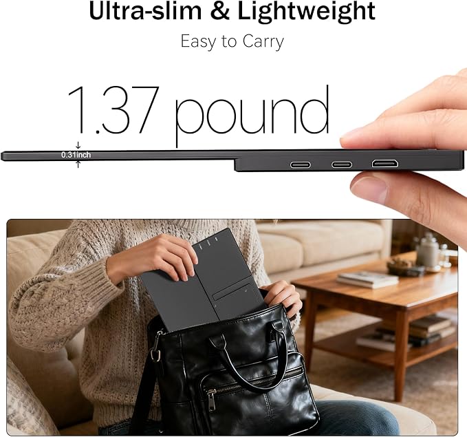 Portable Monitor 15.6 Inch 1080P FHD USB-C HDMI Ultra-Slim Travel Monitor - Image 5