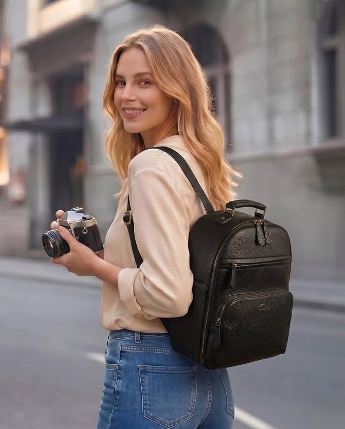 Small Camera Backpack Classic PU Leather - Image 2