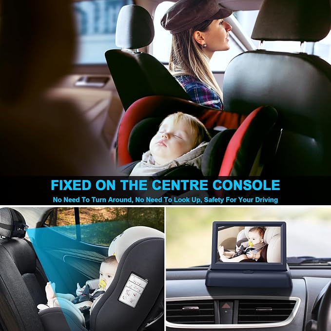 Baby Car Mirror with 4.3'' HD Night Vision Function Display, Safety Car Seat - Image 4