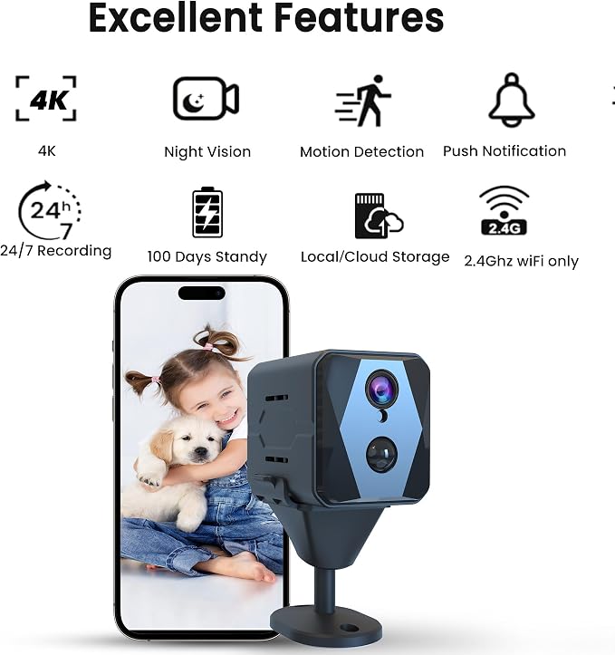 vebiliki Spy Camera, 4K Hidden Camera, Mini Camera, Real-Time Recording - Image 2