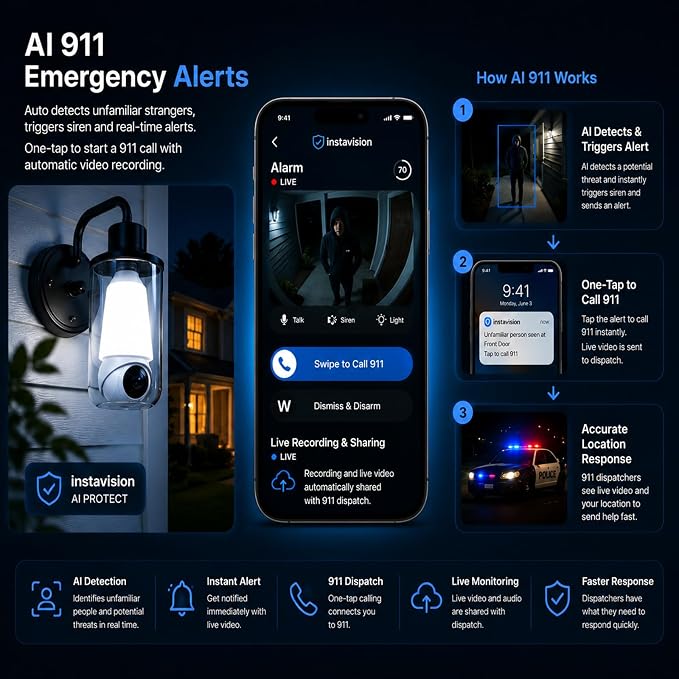 Light Bulb Security Camera, Smart AI Cam 2K HD Outdoor Lightbulb Camera - Image 5