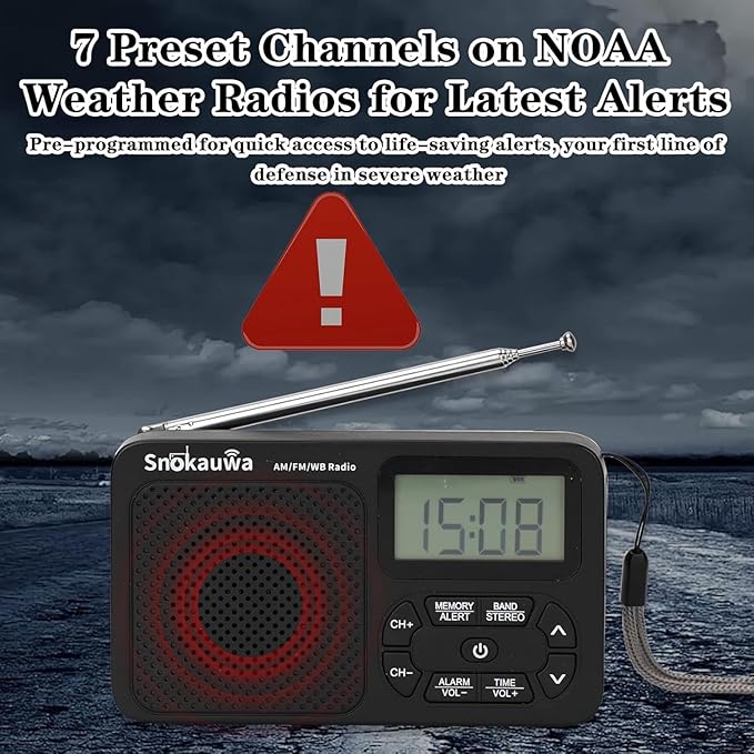 AM FM Radio, Portable Emergency Weather NOAA Radio, Small Digital Radio - Image 5