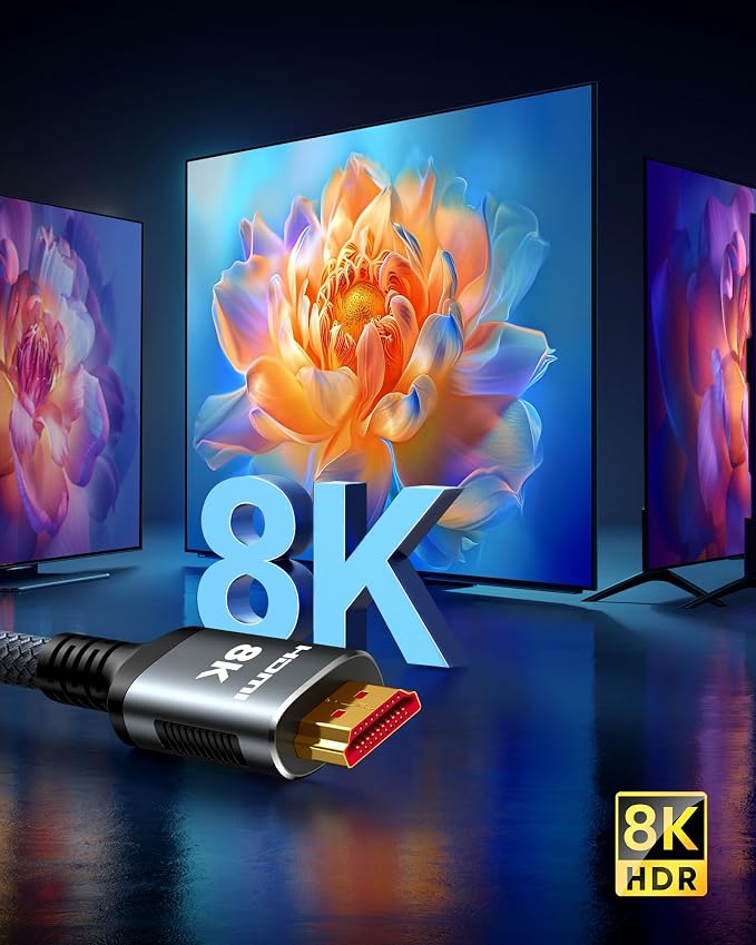 Snowkids 8K HDMI Cable 25 FT Grey, 48Gbps Ultra High-Speed HDMI 2.1 Cables Cord - Image 3