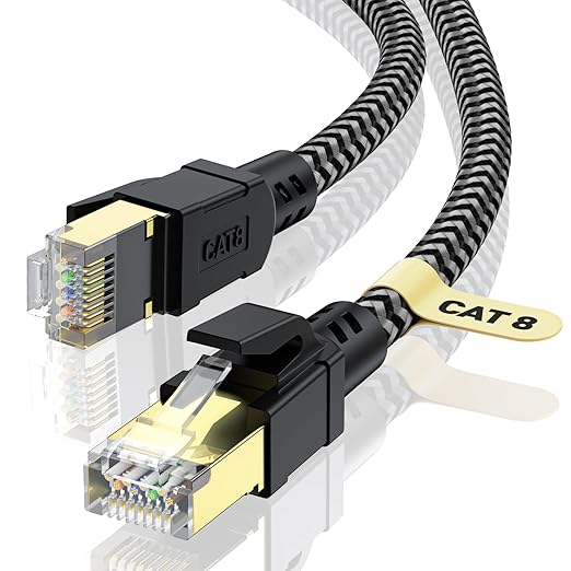 Cat 8 Ethernet Cable 30FT, High-Speed Braided Internet Cable Network Cord by CABNEER
