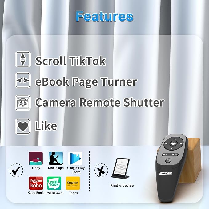 Symcode Smartphone Remote Control Kindle App Page Turner TikTok Remote Control - Image 5