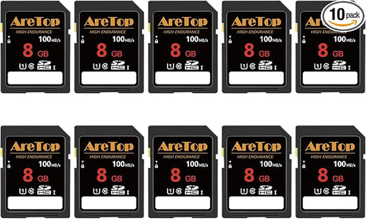 AreTop SD Card 8GB, 10 Pack UHS-I Class 10 SDHC Memory Card, 10 Pack 8GB Full by AreTop