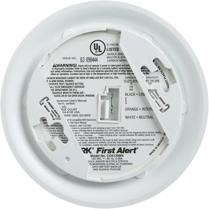 First Alert BRK CO5120BN Hardwire Carbon Monoxide Alarm - Image 2