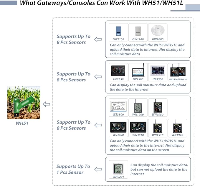 ECOWITT GW1206 Soil Moisture Tester Kit, Includes GW1200 IoT Wi-Fi Gateway and - Image 5