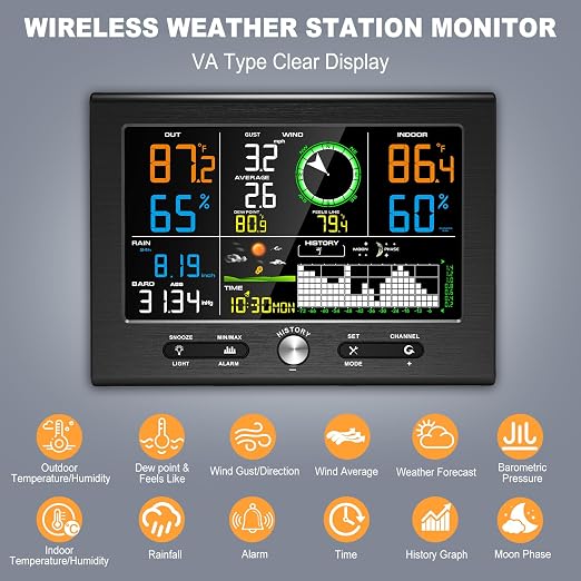 Urageuxy Wireless Weather Station Indoor Outdoor, Home Weather Stations - Image 8