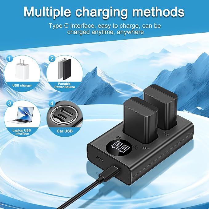 2-Pack NP-FW50 1500mAh Rechargeable Battery, - Image 4