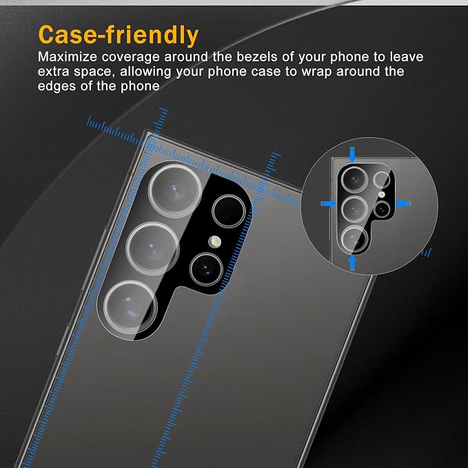 3 Pack Camera Lens Protector for Samsung Galaxy S24 Ultra, Tempered Glass - Image 3