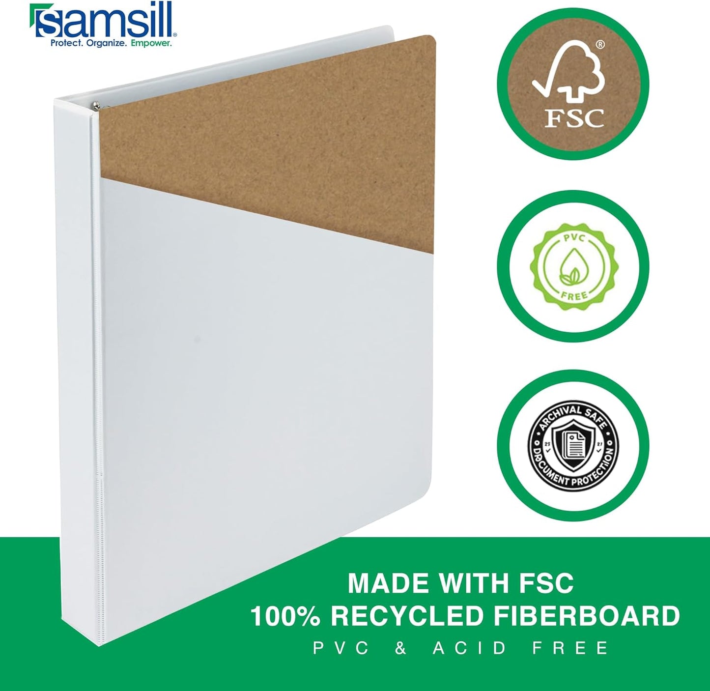 Samsill 2 Inch 3 Ring Binders, Made in USA, Economy Round Ring, Clear View Cover, 425 Sheet Capacity - for School, Home, Office - White, 4 Pack